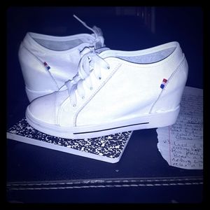 White wedge sneakers